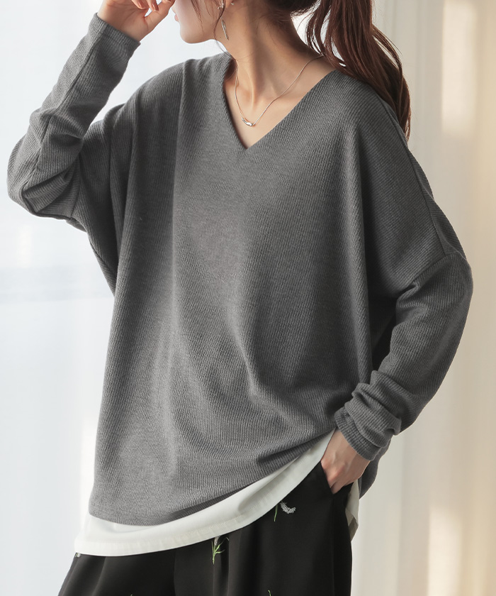 ロンT ドルマン トップス レディース 長袖 Tシャツ カットソー ロング ティーシャツ プルオーバー | HUG.U | 10