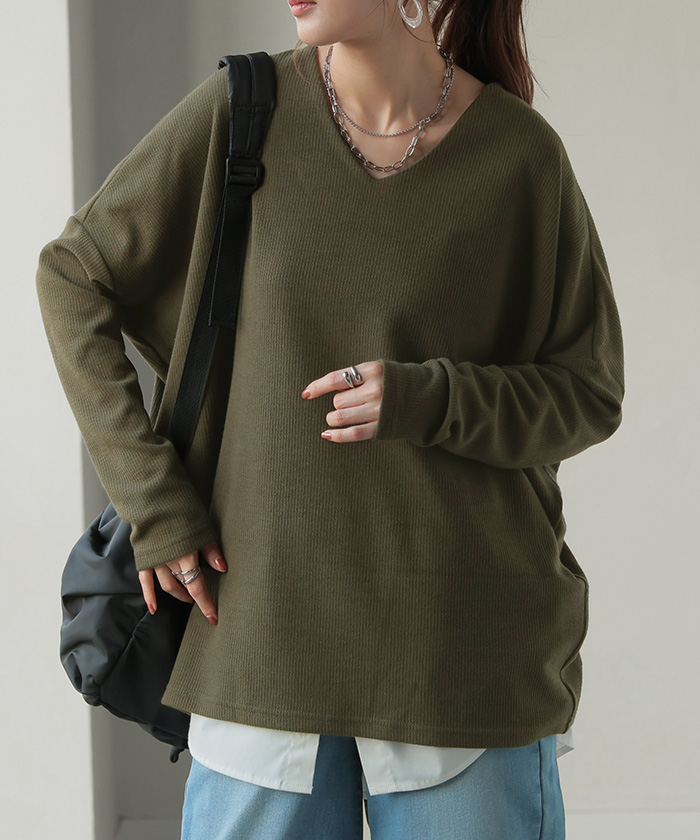 ロンT ドルマン トップス レディース 長袖 Tシャツ カットソー ロング ティーシャツ プルオーバー | HUG.U | 07