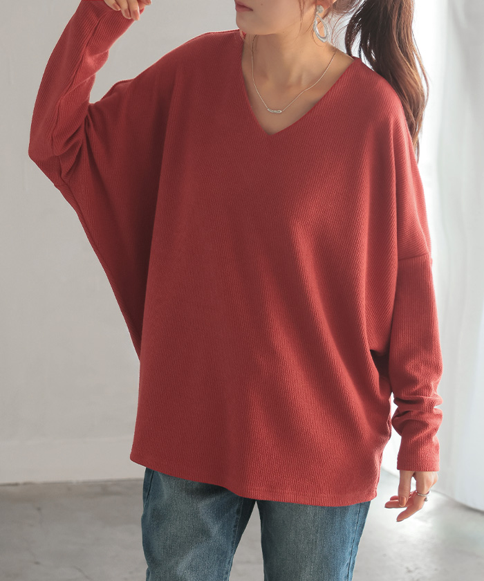 ロンT ドルマン トップス レディース 長袖 Tシャツ カットソー ロング ティーシャツ プルオーバー | HUG.U | 09