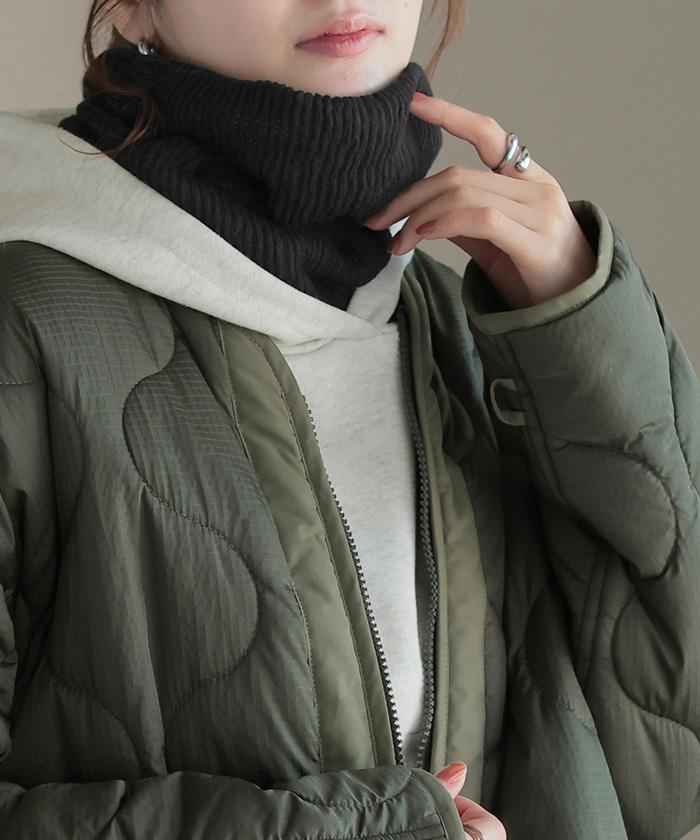 ネックウォーマー 腹巻き 2way 手洗い可 レディース メロウ リブ マフラー 薄手 軽量 ウール 混 シルク 無地 ストレッチ ロング タートルネック 防寒 あったか | HUG.U | 03