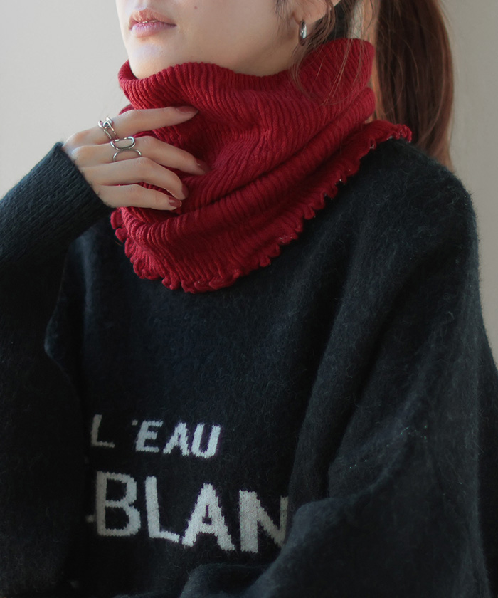 ネックウォーマー 腹巻き 2way 手洗い可 レディース メロウ リブ マフラー 薄手 軽量 ウール 混 シルク 無地 ストレッチ ロング タートルネック 防寒 あったか | HUG.U | 01
