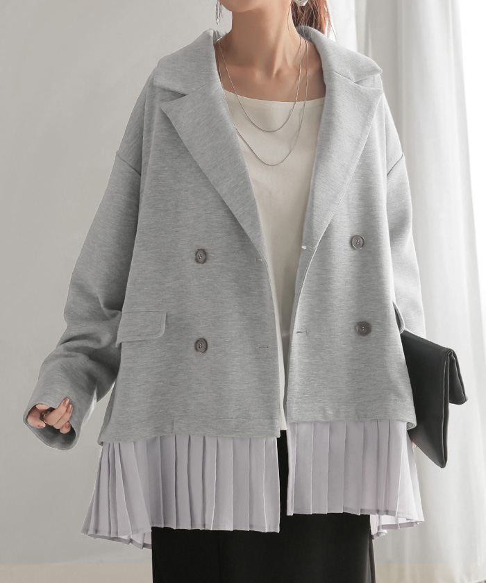 ジャケット アウター レディース ポンチ テーラードジャケット ロング テーラード 襟 シワになりにくい | HUG.U | 02