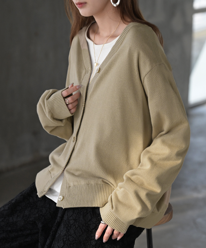 ニット 2way カーディガン ロング レディース カーデ 綿 トップス フリル オーバー ニットカーディガン 長袖 Vネック リブ チュニック ゆったり 取り外し可能 | HUG.U | 02