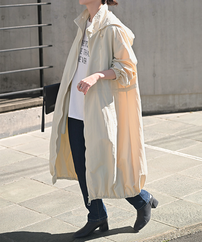 アウター 撥水 レディース 通勤 自転車 ミリタリーコート ロング ロングコート ブルゾン オーバー コート | HUG.U | 02