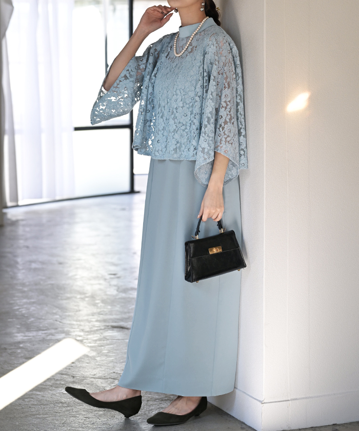 ワンピース + ボレロ 2点セット 結婚式 お呼ばれ 袖あり オケージョン ロングワンピース ロング | HUG.U | 03