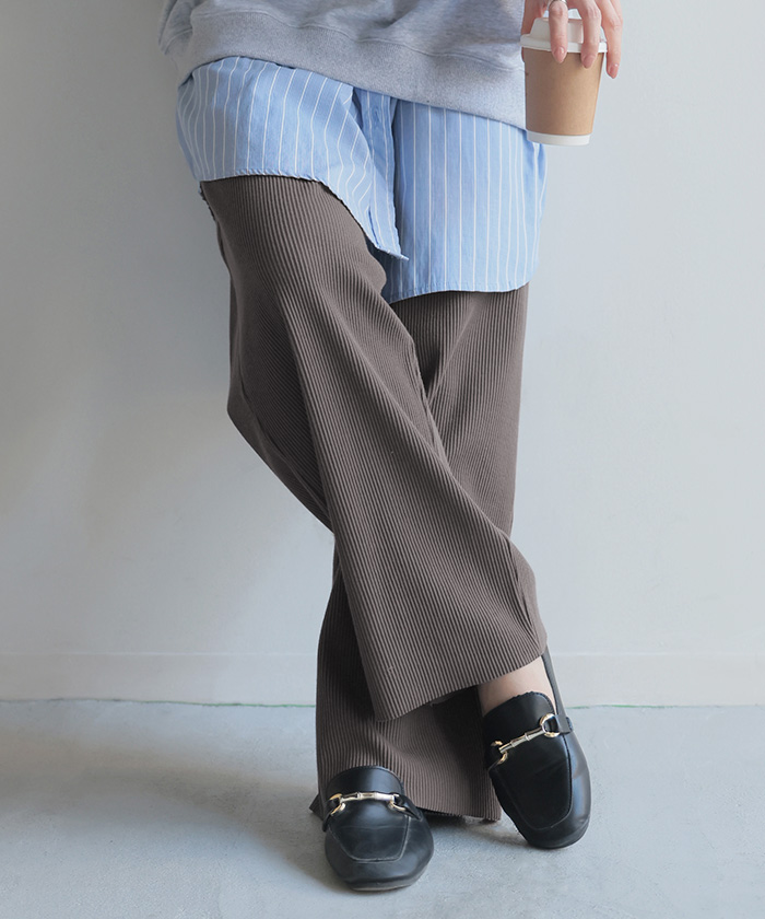 パンツ マタニティ セルフ カット レディース ボトムス カラーパンツ ワイド カラー ワイドパンツ ロング ロングパンツ 体型カバー ボトムス ボトム ストレート | HUG.U | 04