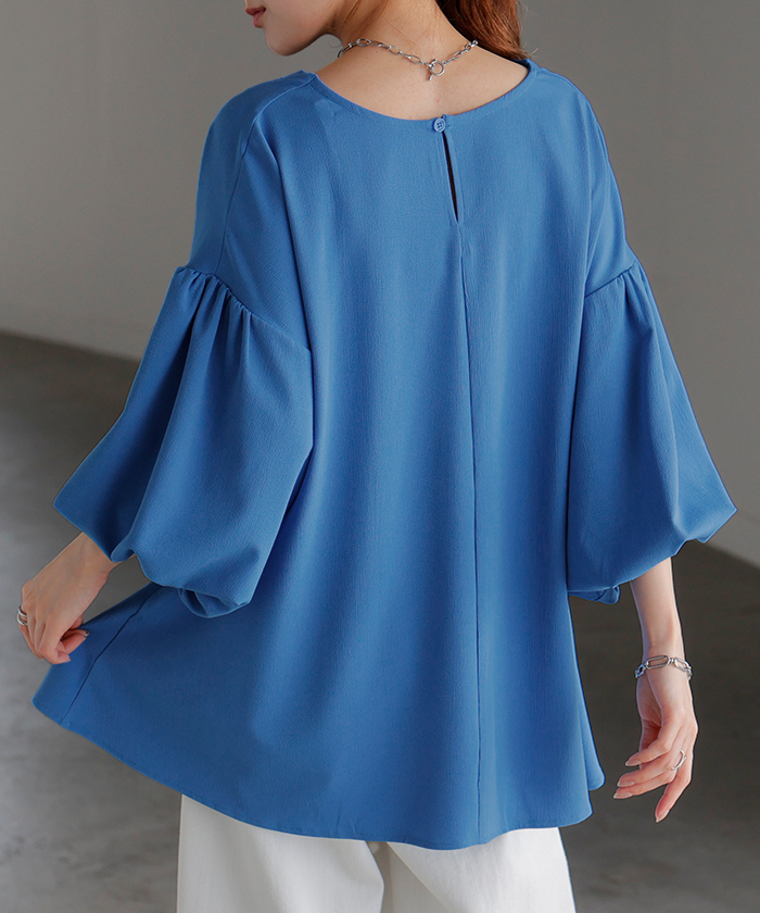 【極美品】yuni ユニ ブラウス シアーシャツ ペダルム楊柳 ブラウス ブルー 極美品】yuni ユニ ブラウス シアーシャツ ペダルム楊柳