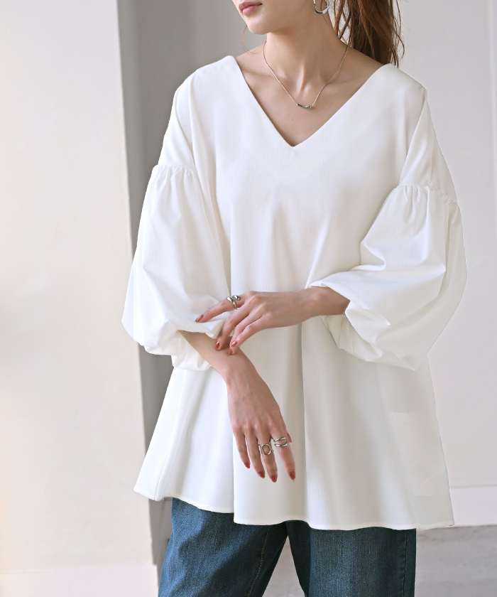 HUG.U シャツ 楊柳 レディース トップス ブラウス ロング ロング