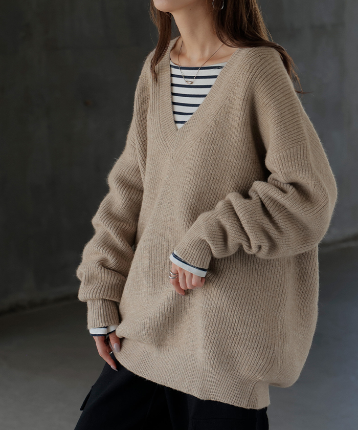 HUG.U（ハグユー） ニット Vネック モヘアニット レディース トップス