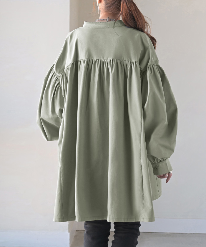 HUG.U（ハグユー） シャツ ギャザー 綿100 レディース トップス ノー