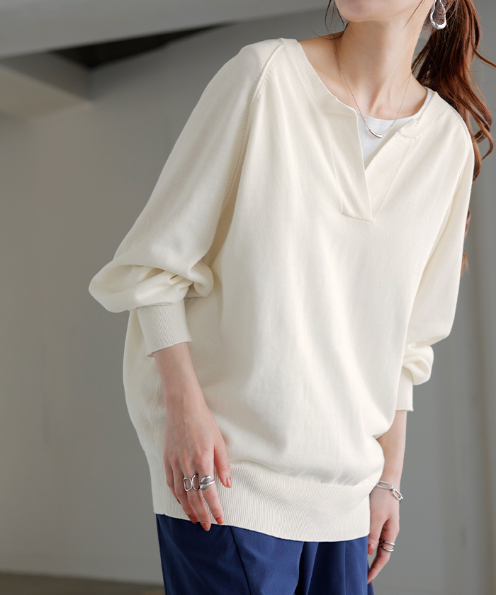 HUG.U（ハグユー） ニット 綿100 ロング レディース トップス セーター