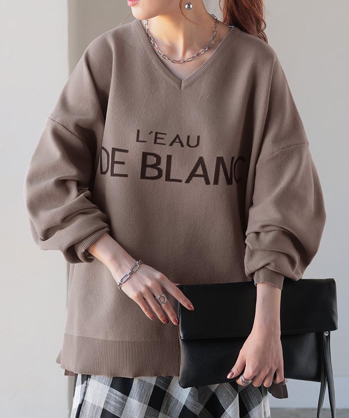 ニット ロゴ スポンジニット レディース トップス セーター ロゴニット オーバー プルオーバー | HUG.U | 03