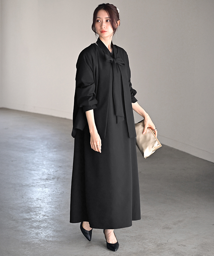 フォーマル 3点セット ワンピース ジャケット 体型カバー レディース ワンピーススーツ スーツ セットアップ | HUG.U | 01