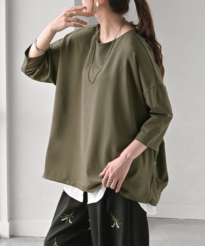 Printstar - 新 レディース トップス ロングTシャツ 長袖 お洒落 カーキー アーミーグリー Printstar - 新 レディース トップス ロングTシャツ 長袖 お洒落