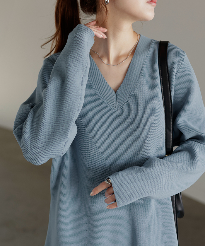 ワンピース ワンピース スポンジニット 選べる 丈 ワンピ レディース ニット 軽量 ロングワンピース Aライン | HUG.U | 04