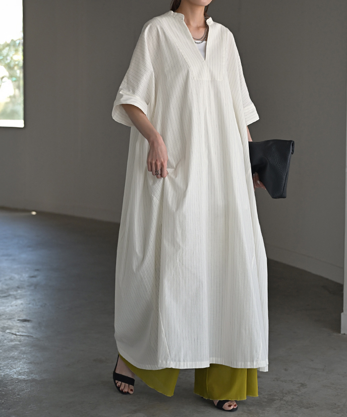 HUG.U（ハグユー） ワンピース シャツ 大判 ストライプ シャツ