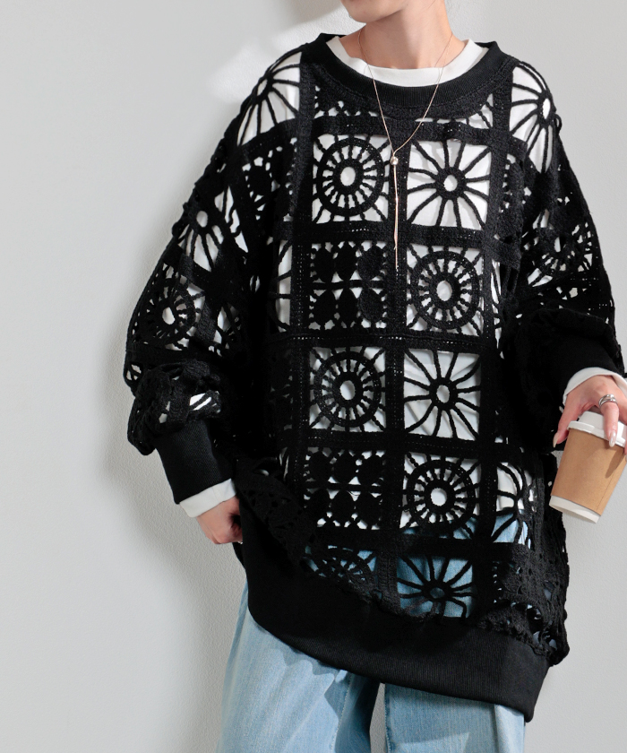 【UNIF】クロシェ編みニット HUG.U 2025AW早割 ニット 透かし編み レディース トップス