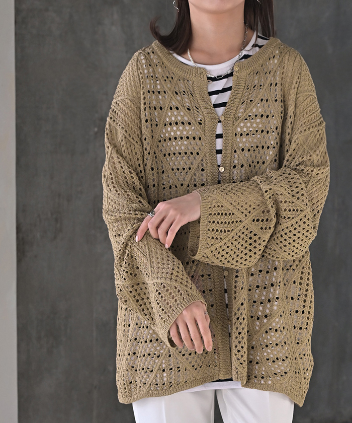 yunahicaユナヒカ　メッシュ編みカーディガン yunahicaユナヒカ メッシュ編みカーディガン （全ての商品