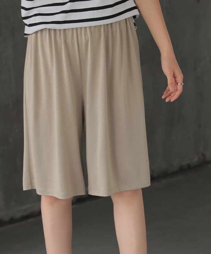ペチパンツ レディース レイヤード ペチコート ワイド パンツ 静電気防止 接触冷感 無地 重ね着 ズボン ボトムス | HUG.U | 02