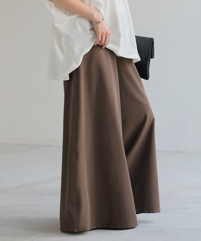 パンツ ワイド レディース ワイドパンツ ロング ロングパンツ フレア フレアパンツ 体型カバー ボトムス ボトム ストレート ズボン ゆったり ハイウエスト | HUG.U | 01