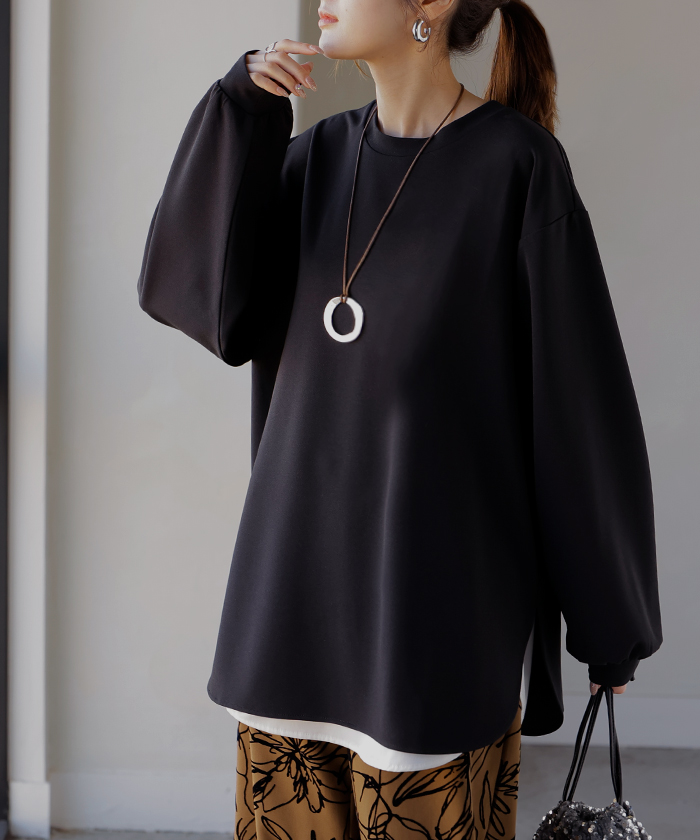 ロンT ブラウス レディース トップス シャツ 長袖 Tシャツ カットソー ロング ティーシャツ チュニック | HUG.U | 02