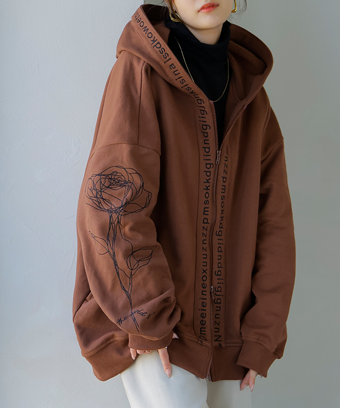 パーカー 刺繍 レディース スウェット スポーティー アウター トップス プルオーバー フードパーカー フード | HUG.U | 04