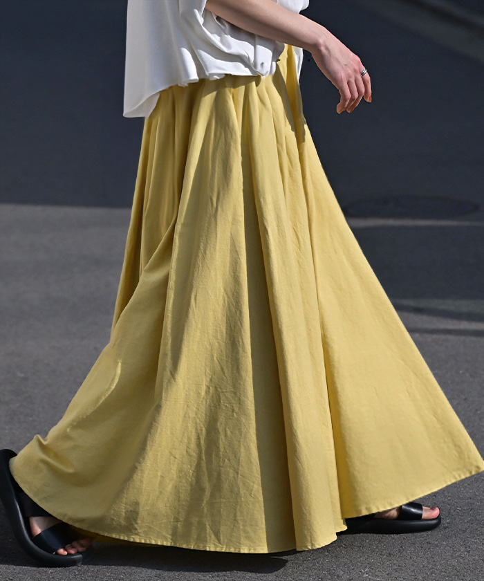 スカート コットン ロングスカート 綿100％ Aライン レディース ロング ボトムス ボトム フレア フレアスカート | HUG.U | 02