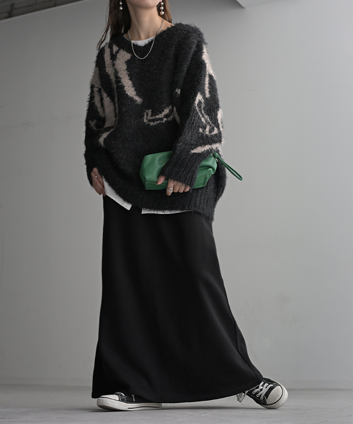 スカート 選べる 丈 裏地 裏毛 裏シャギー ロング 綿100 Aライン レディース ロングスカート ボトムス ボトム スウェット ストレッチ マキシ マキシスカート | HUG.U | 05