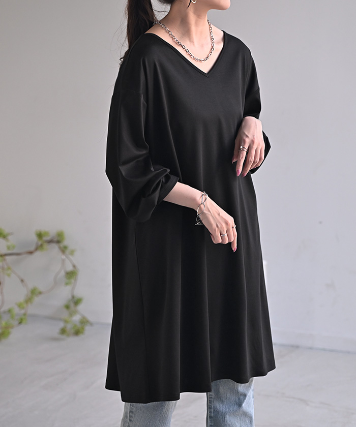 チュニック ロンT 接触冷感 レディース 涼しい トップス 長袖 Tシャツ カットソー ロング ティーシャツ | HUG.U | 06