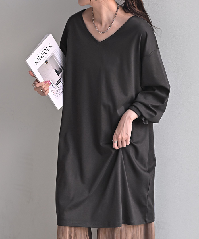 チュニック ロンT 接触冷感 レディース 涼しい トップス 長袖 Tシャツ カットソー ロング ティーシャツ | HUG.U | 05