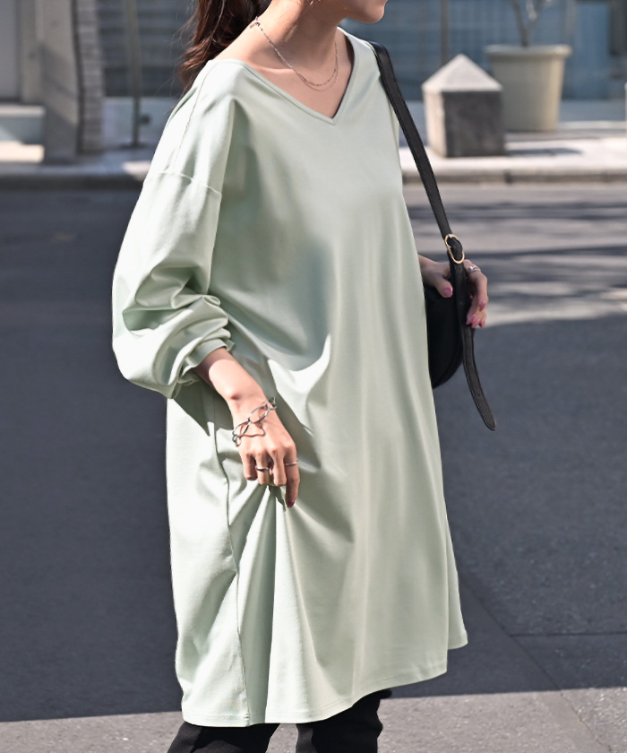 チュニック ロンT 接触冷感 レディース 涼しい トップス 長袖 Tシャツ カットソー ロング ティーシャツ | HUG.U | 04
