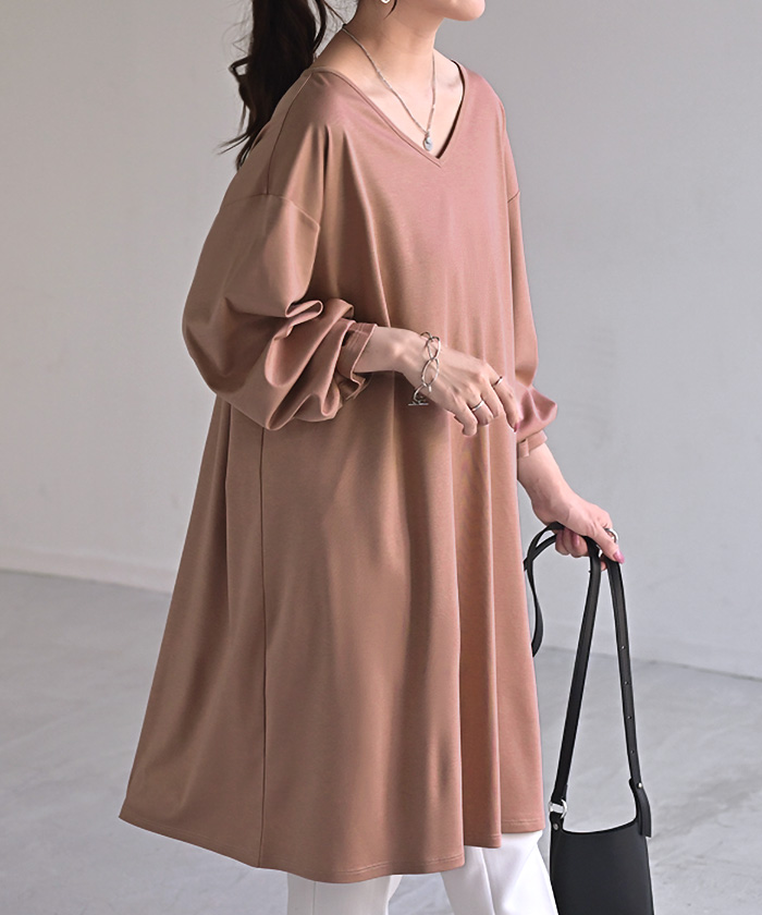 チュニック ロンT 接触冷感 レディース 涼しい トップス 長袖 Tシャツ カットソー ロング ティーシャツ | HUG.U | 03