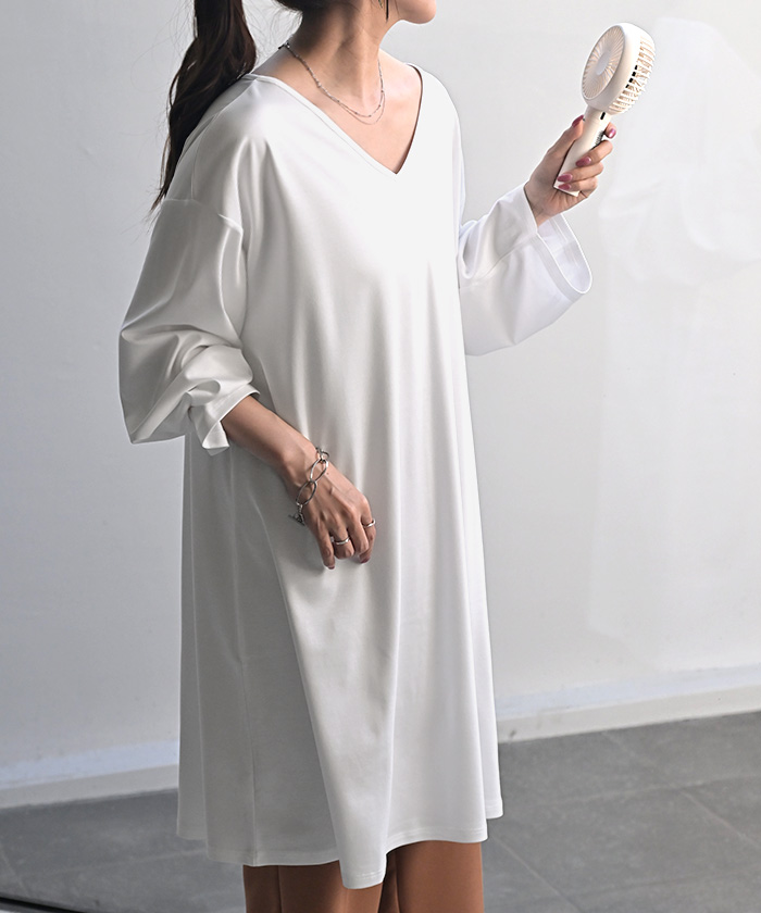 チュニック ロンT 接触冷感 レディース 涼しい トップス 長袖 Tシャツ カットソー ロング ティーシャツ | HUG.U | 01