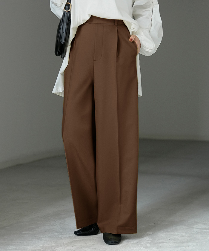 パンツ テーパード ワイド 選べる 2形 丈 レディース ロング ロングパンツ テーパードパンツ ワイドパンツ ボトムス ボトム ズボン ストレッチ シワになりにくい | HUG.U | 02