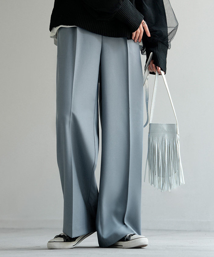 パンツ テーパード ワイド 選べる 2形 丈 レディース ロング ロングパンツ テーパードパンツ ワイドパンツ ボトムス ボトム ズボン ストレッチ シワになりにくい | HUG.U | 05