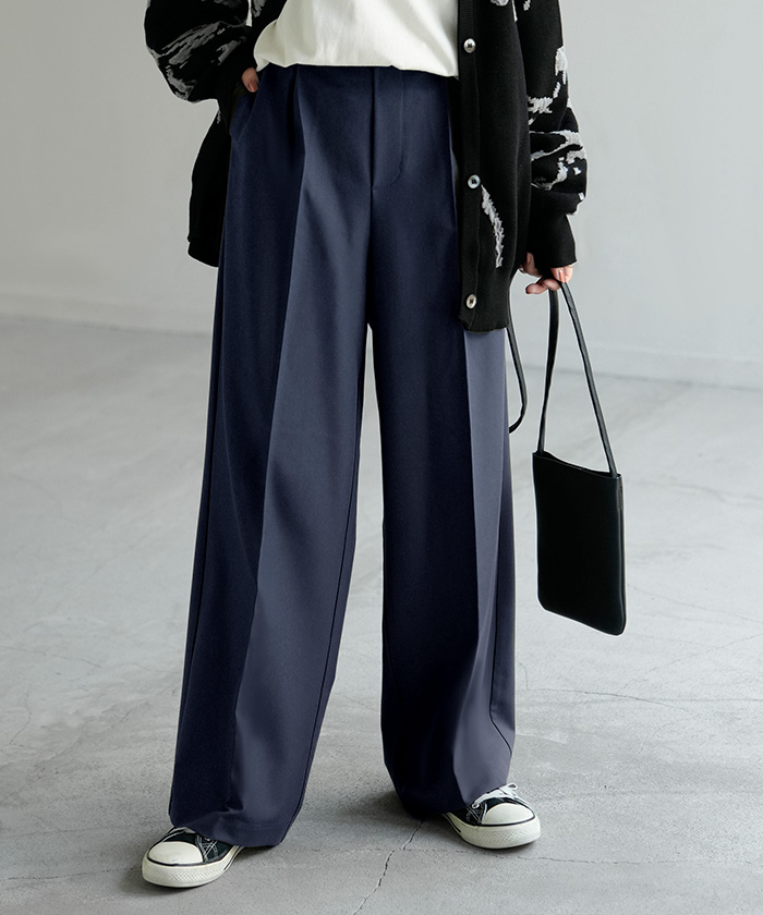 パンツ テーパード ワイド 選べる 2形 丈 レディース ロング ロングパンツ テーパードパンツ ワイドパンツ ボトムス ボトム ズボン ストレッチ シワになりにくい | HUG.U | 06