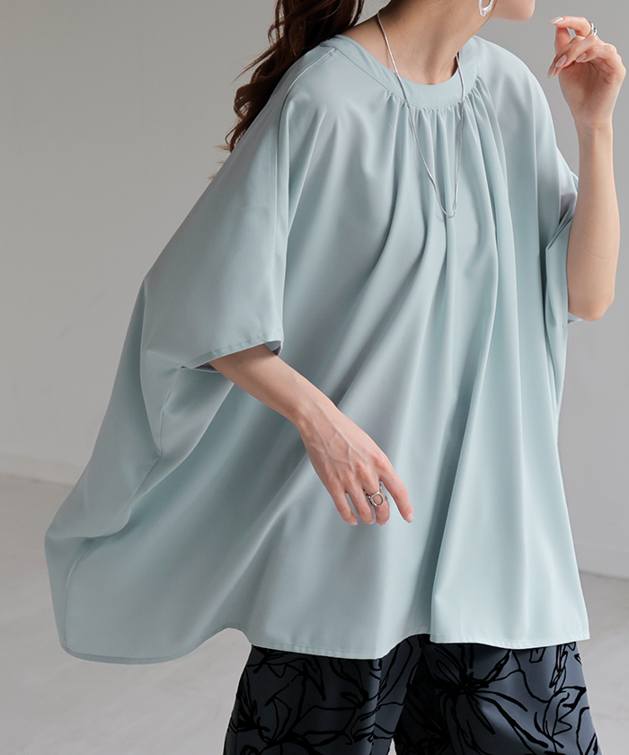 シャツ レディース ノーカラー シワになりにくい トップス バンドカラー ブラウス ロング ロングシャツ | HUG.U | 04