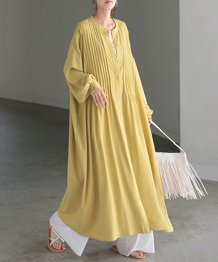 HUG.U（ハグユー） ワンピース シャツ シャツワンピース ノーカラー