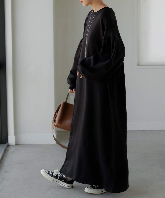 ワンピース 特暖 裏シャギー スウェット ロング ワンピ レディース ロングワンピース スエット トレーナー Aライン チクチクしない | HUG.U | 03