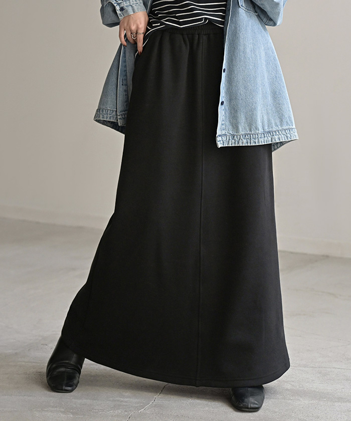 スカート 特暖 ロング 裏シャギー ストレート 刺繍 レディース ロングスカート ボトムス ボトム 裏起毛スカート マキシ マキシスカート | HUG.U | 05