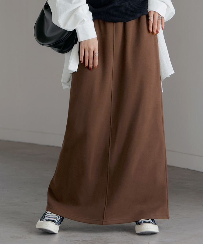 スカート 特暖 ロング 裏シャギー ストレート 刺繍 レディース ロングスカート ボトムス ボトム 裏起毛スカート マキシ マキシスカート | HUG.U | 02