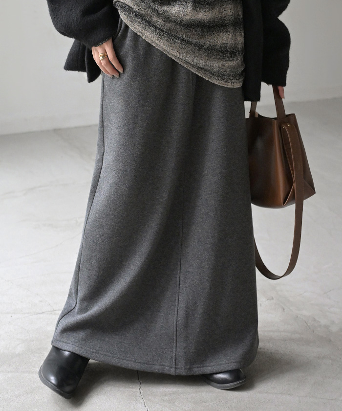 スカート 特暖 ロング 裏シャギー ストレート 刺繍 レディース ロングスカート ボトムス ボトム 裏起毛スカート マキシ マキシスカート | HUG.U | 03