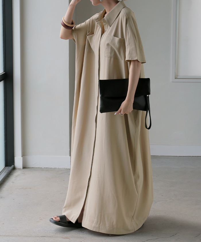 HUG.U（ハグユー） ワンピース シャツ シャツワンピース 麻 風 シャツ