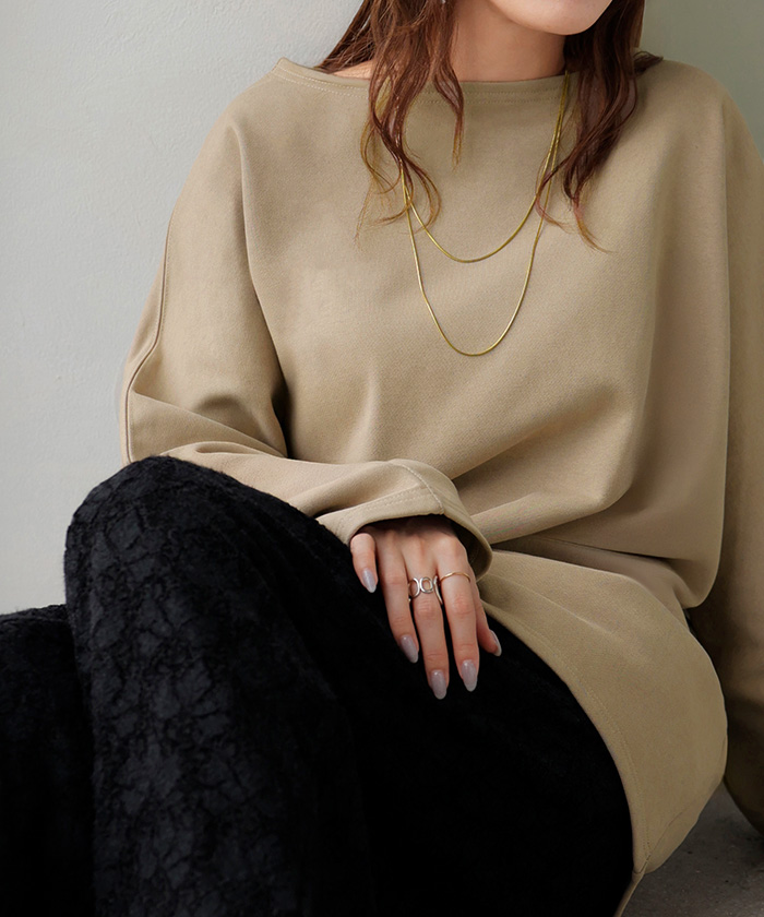 HUG.U（ハグユー） カットソー ロンT 裏 パイル ボートネック