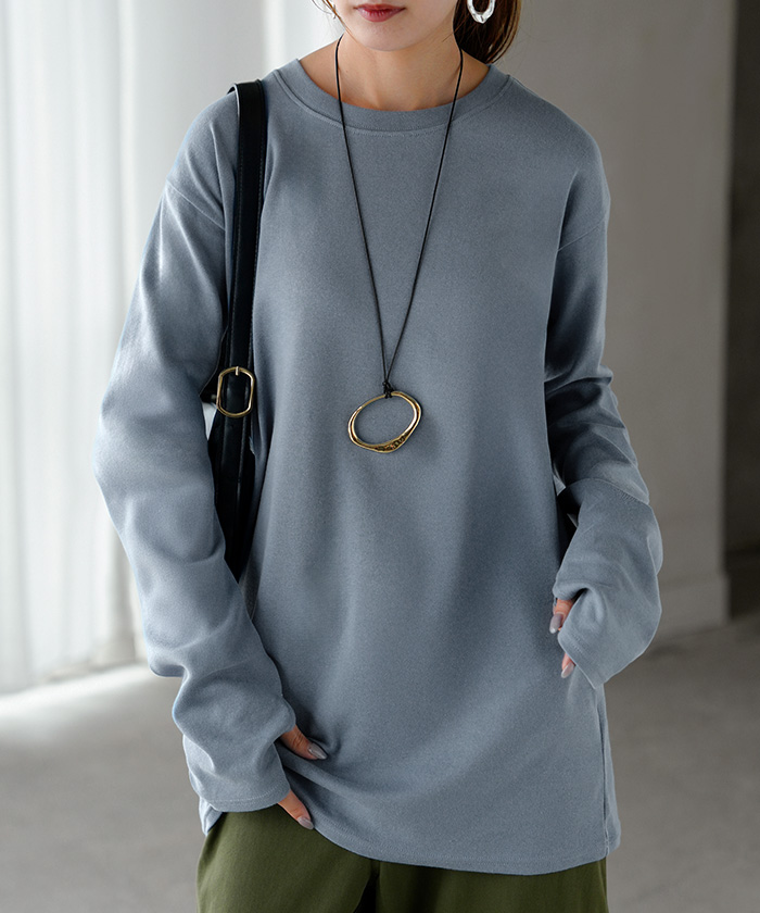 インナー 防汚加工 レディース ロンT トップス ロング 長袖 Tシャツ カットソー ティーシャツ Vネック クルーネック ハイネック 長い レイヤード カラバリ | HUG.U | 03