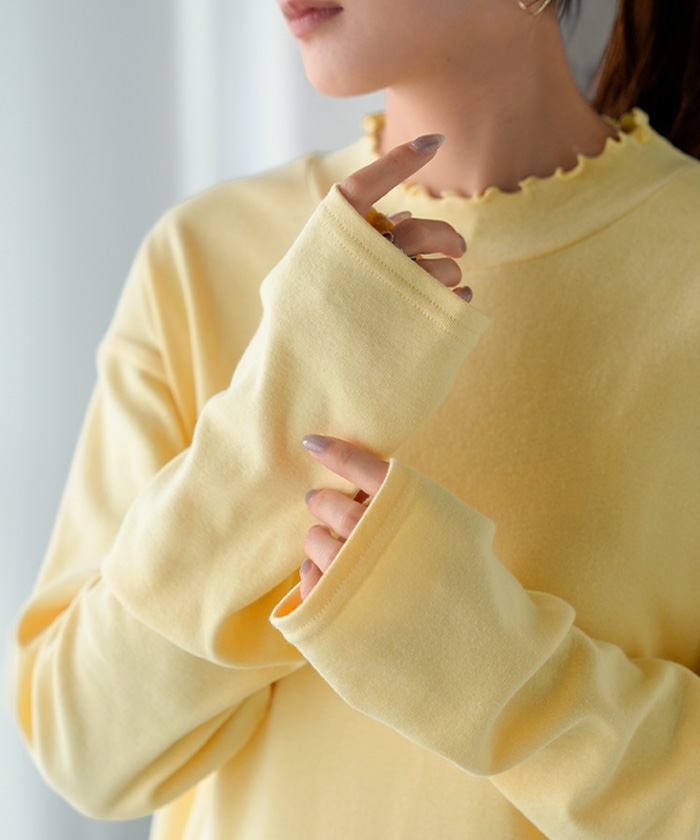 インナー 防汚加工 レディース ロンT トップス ロング 長袖 Tシャツ カットソー ティーシャツ Vネック クルーネック ハイネック 長い レイヤード カラバリ | HUG.U | 04