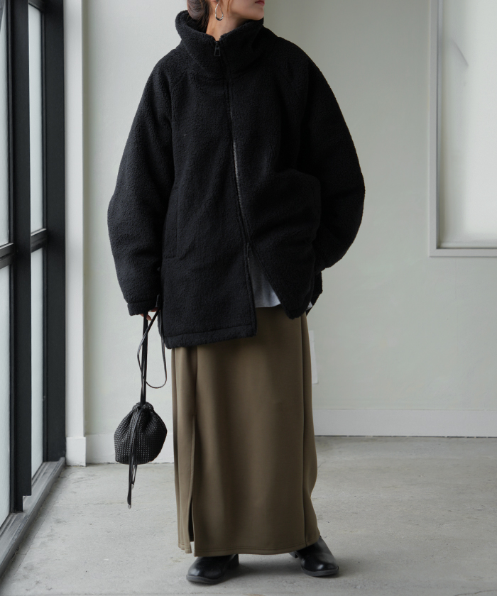 コート ボア 中綿 ドルマンスリーブ アウター レディース ボアアウター 中綿アウター 中綿コートドルマン | HUG.U | 04