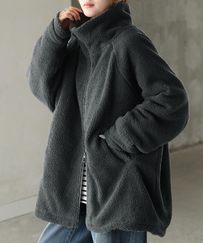 コート ボア 中綿 ドルマンスリーブ アウター レディース ボアアウター 中綿アウター 中綿コートドルマン | HUG.U | 03