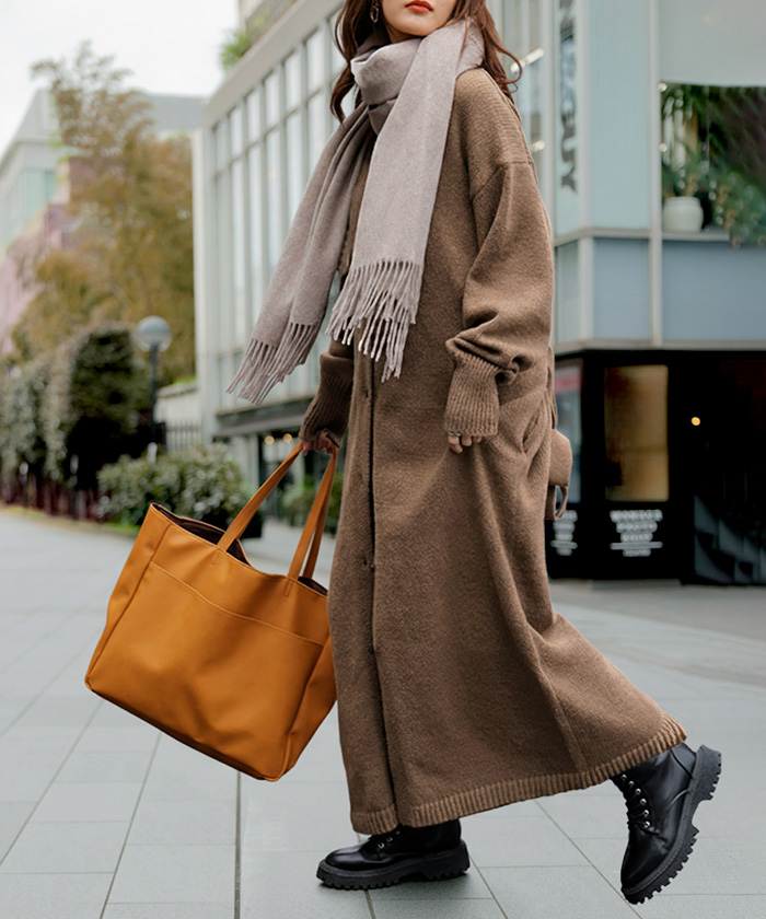 カーディガン ロング カシミヤタッチ レディース カーデ トップス セーター ロングカーディガン レイヤード 羽織 コート 長袖 長い | HUG.U | 01