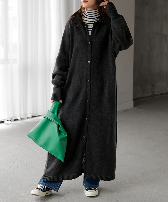 カーディガン ロング カシミヤタッチ レディース カーデ トップス セーター ロングカーディガン レイヤード 羽織 コート 長袖 長い | HUG.U | 03